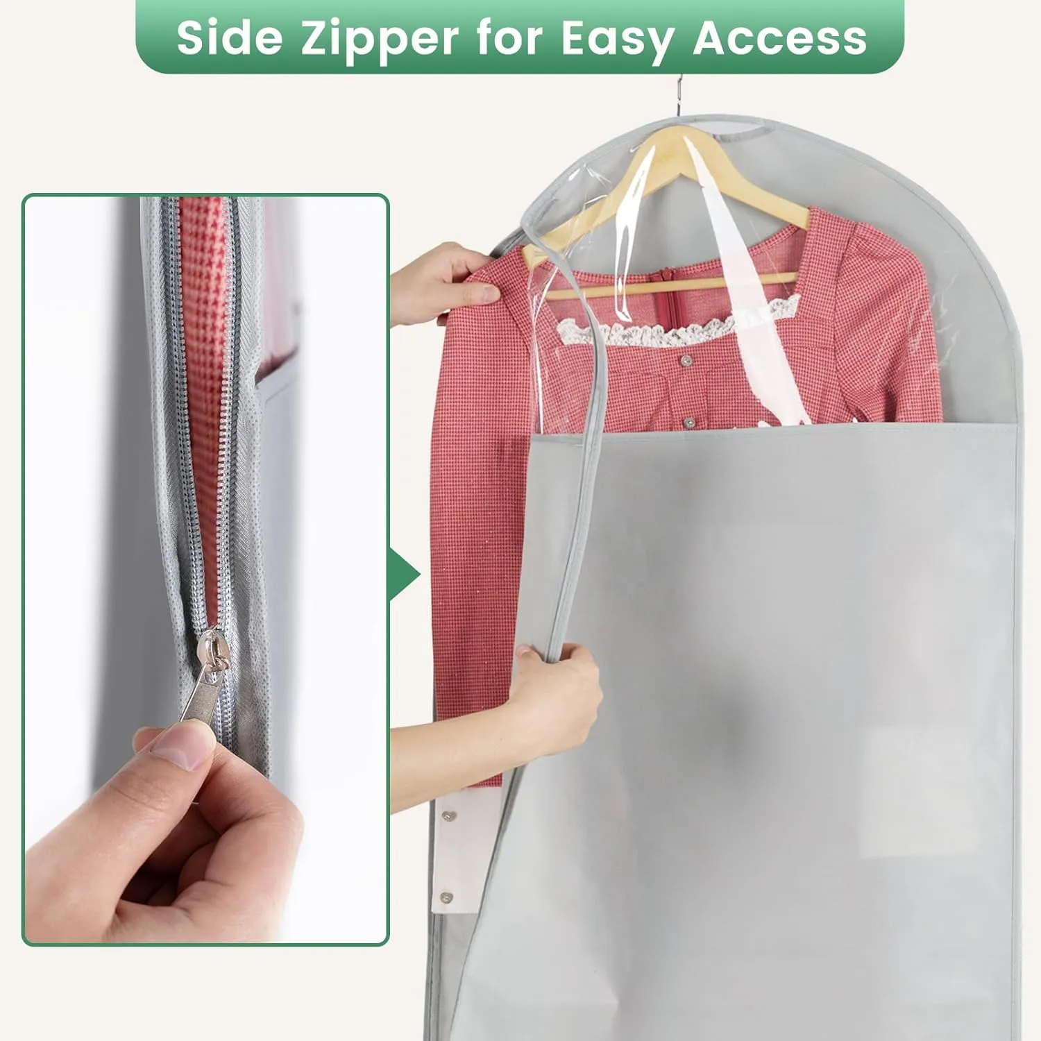 66 Inch Garment Bags for Hanging Clothes - Long Dress Bags for Gowms Closet Wardrobe Storage Travel - 4 Pack