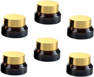 6Pcs Small Glass Bottles for Travel Creams Leak Lotion Containers with Caps for Storing Cosmetics Crafts and Personal Care Products