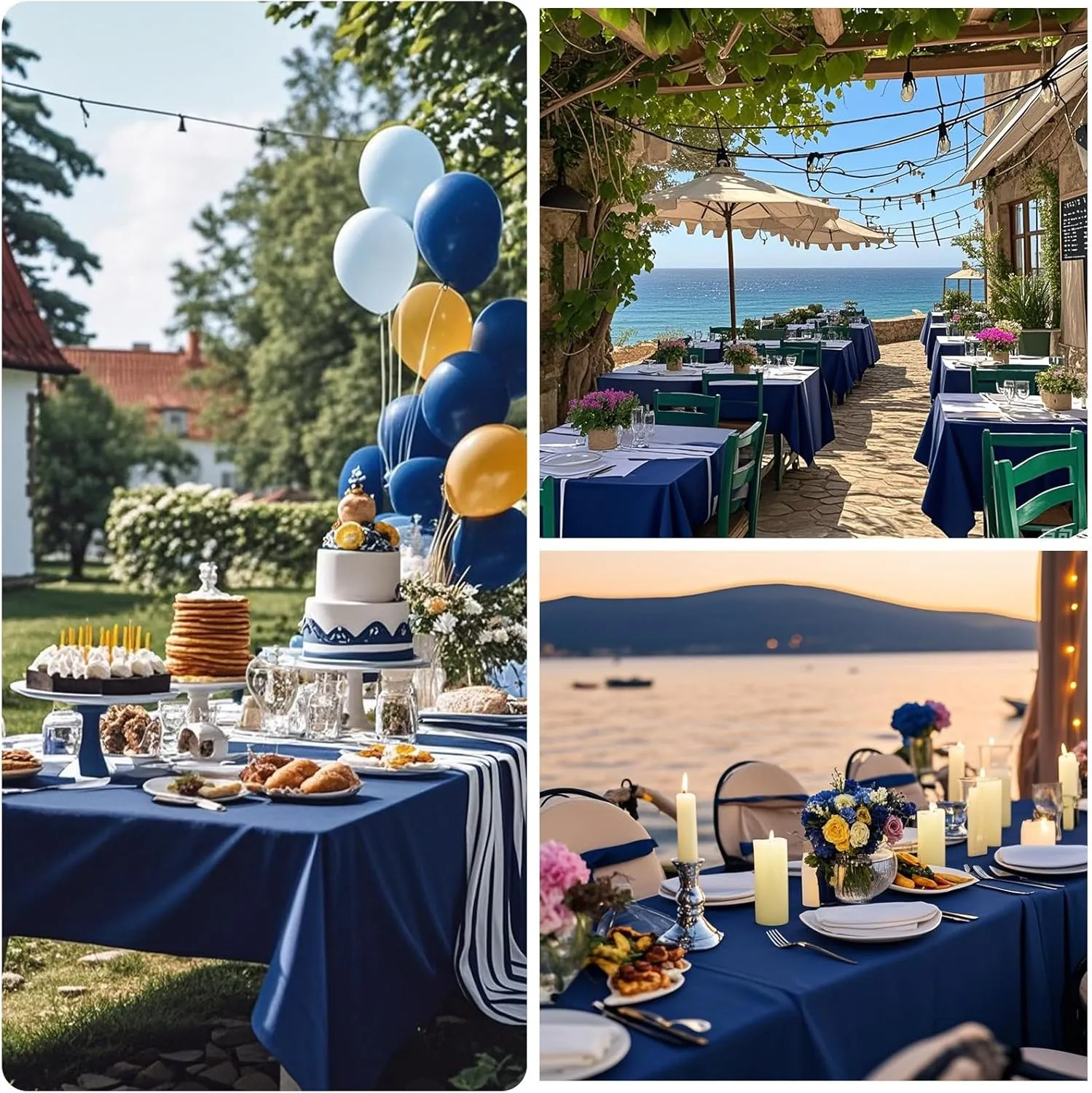 8 Packs Navy Blue Tablecloth Rectangle 60x102 Inch Rectangular Table Cloth for 6 Foot Rectangle Tables, Wrinkle Resistant Polyester Fabric Tablecloth Washable Table Cover for Wedding Party Decor
