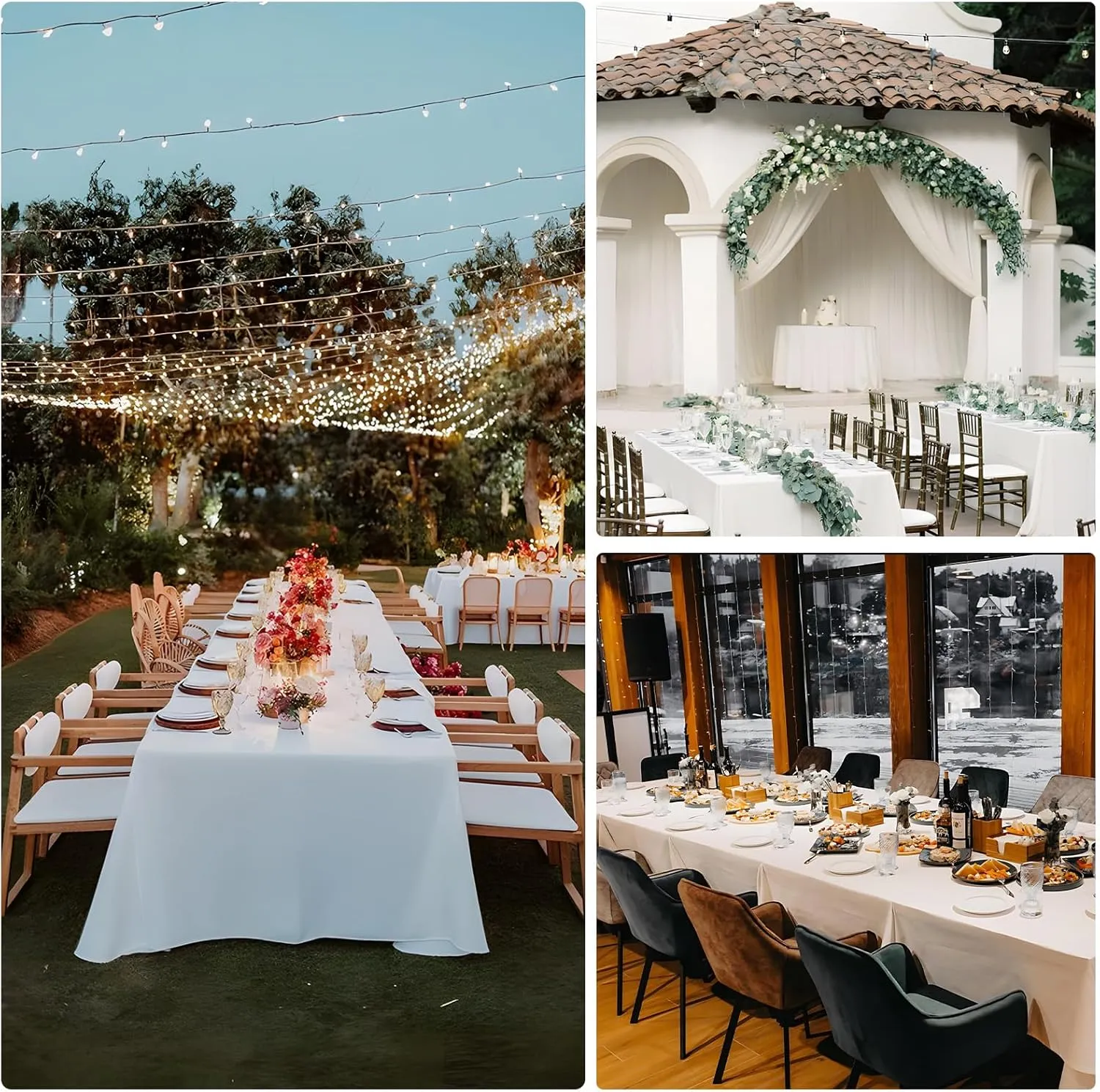 8 Packs White Table Cloth Rectangle 60x102 Inch for 6 Foot Rectangle Tables, Wrinkle Resistant Polyester Fabric Tablecloth Washable Rectangular Table Covers for Dining Wedding Party Buffet