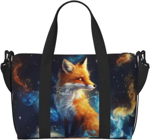 A beautiful orange fox print Travel Duffel Bag, Sports Tote Gym Bag, Swim Pool Bag Large Shoulder Tote Bag for Beach Weekender