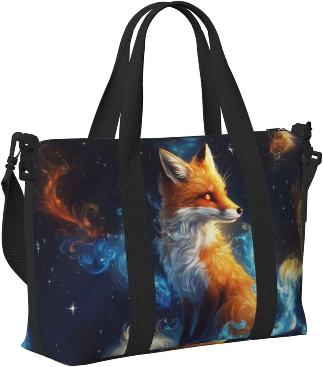 A beautiful orange fox print Travel Duffel Bag, Sports Tote Gym Bag, Swim Pool Bag Large Shoulder Tote Bag for Beach Weekender