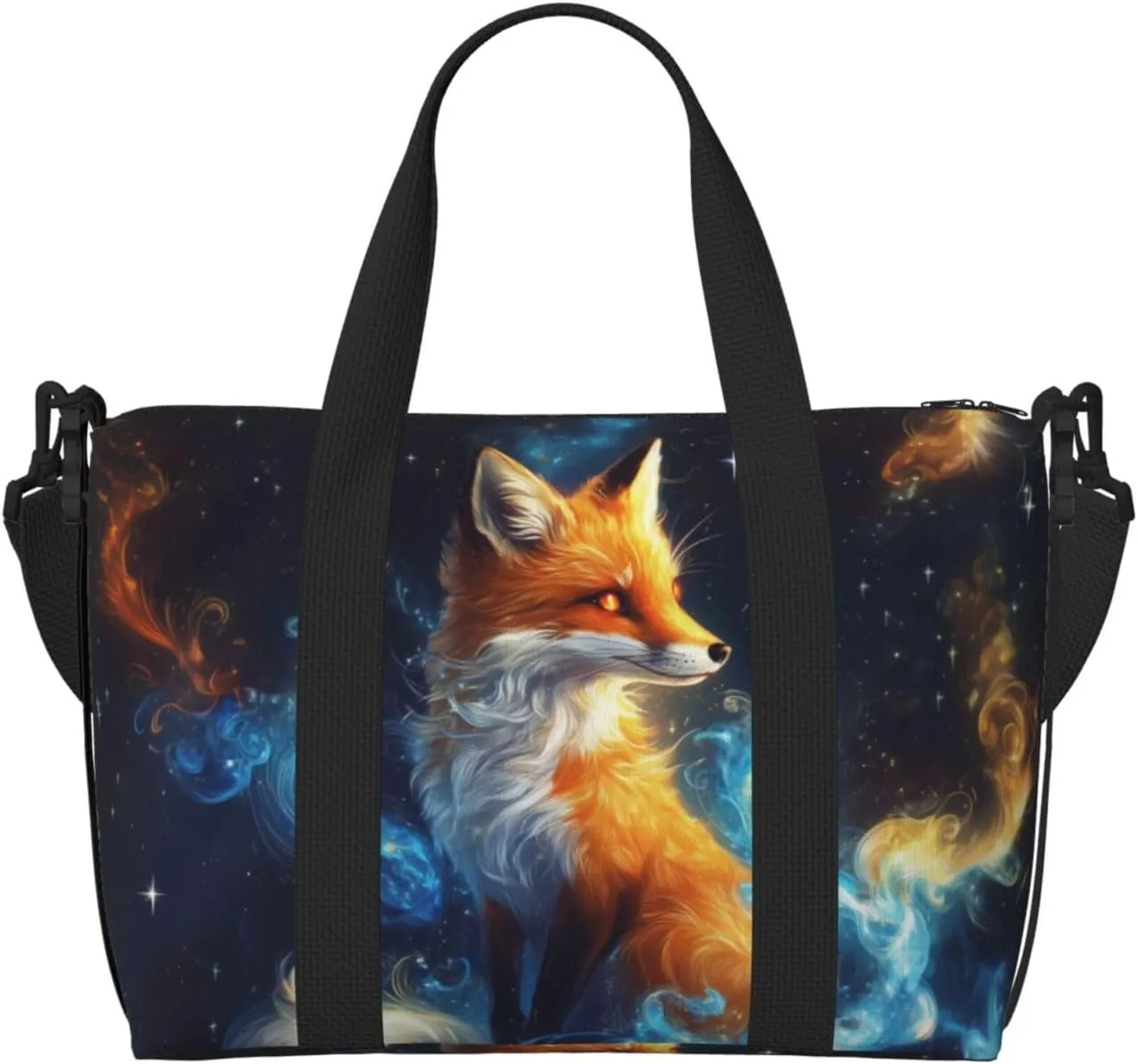 A beautiful orange fox print Travel Duffel Bag, Sports Tote Gym Bag, Swim Pool Bag Large Shoulder Tote Bag for Beach Weekender
