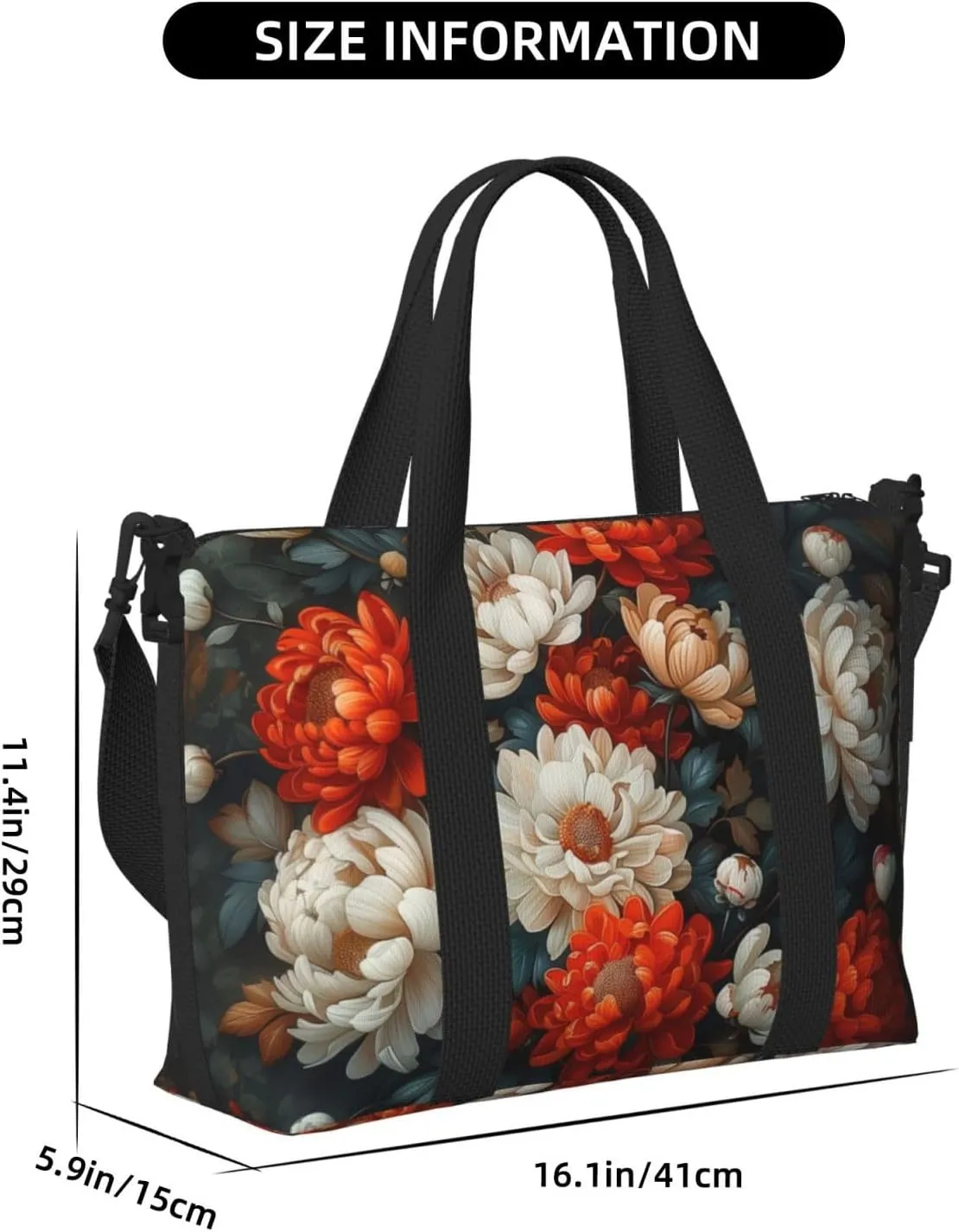A cluster of flowers print Travel Duffel Bag, Sports Tote Gym Bag, Swim Pool Bag Large Shoulder Tote Bag for Beach Weekender