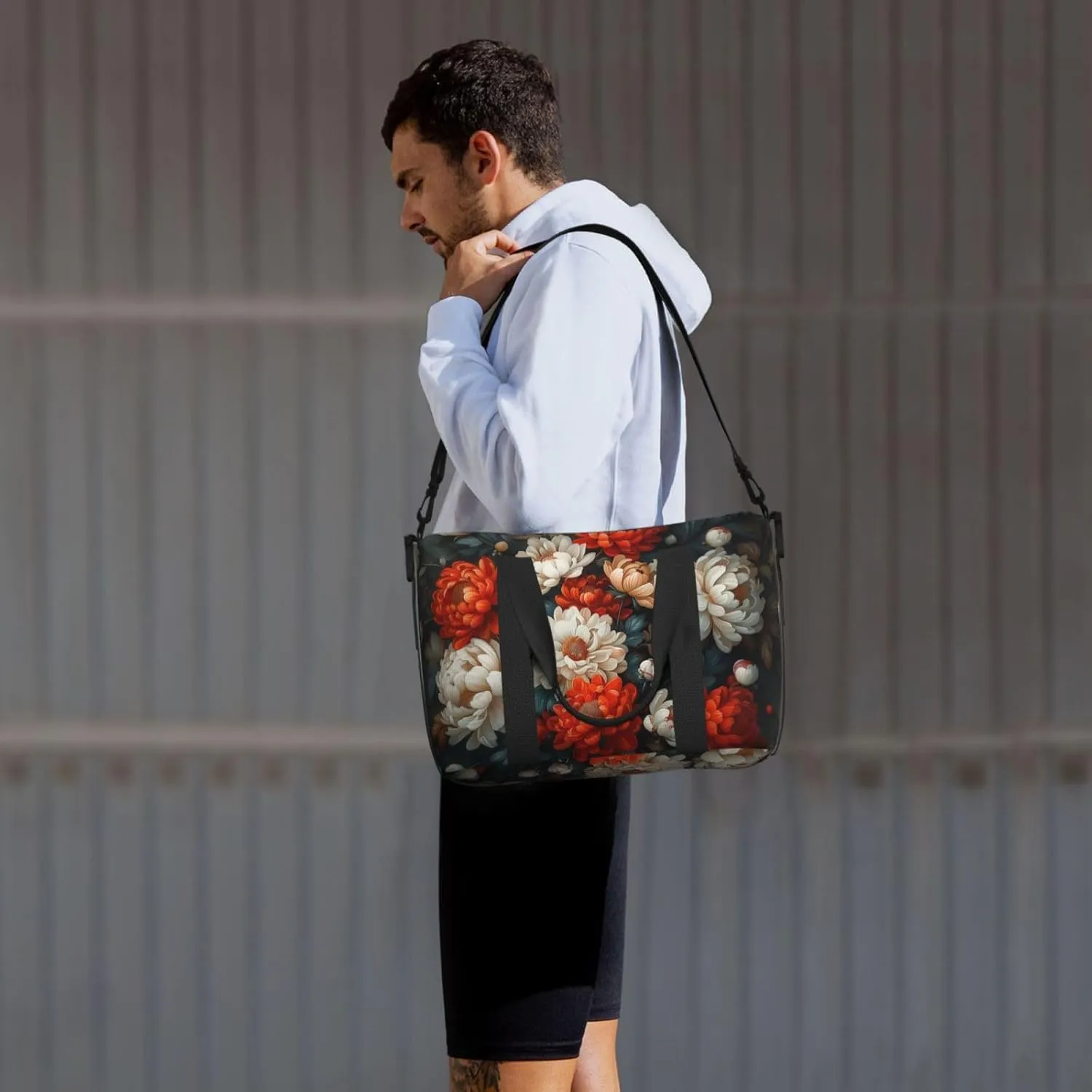 A cluster of flowers print Travel Duffel Bag, Sports Tote Gym Bag, Swim Pool Bag Large Shoulder Tote Bag for Beach Weekender