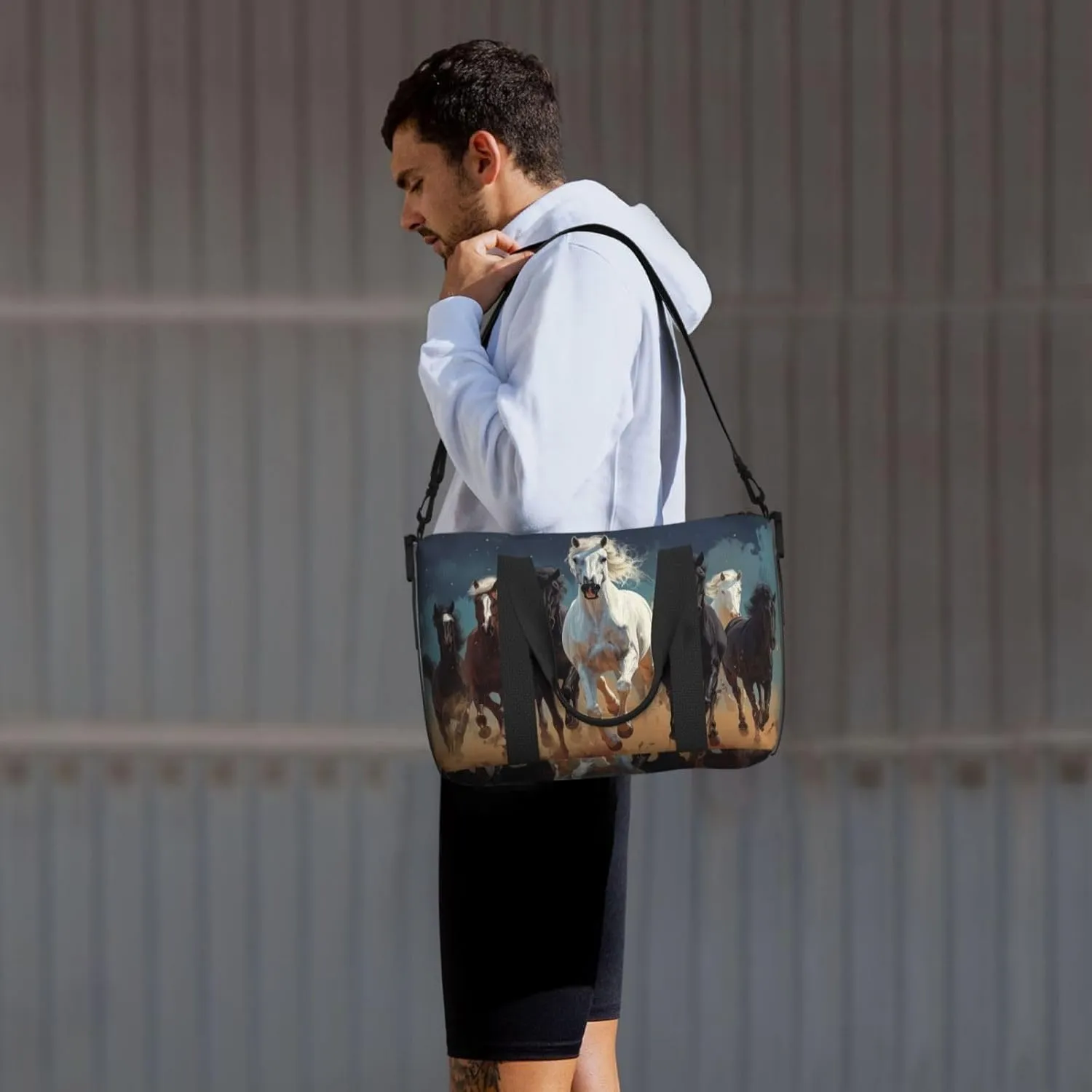 A group of horses print Travel Duffel Bag, Sports Tote Gym Bag, Swim Pool Bag Large Shoulder Tote Bag for Beach Weekender