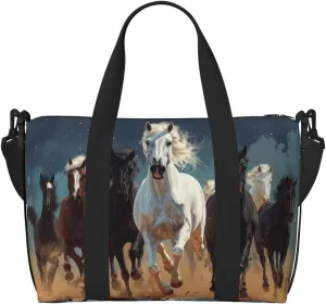 A group of horses print Travel Duffel Bag, Sports Tote Gym Bag, Swim Pool Bag Large Shoulder Tote Bag for Beach Weekender