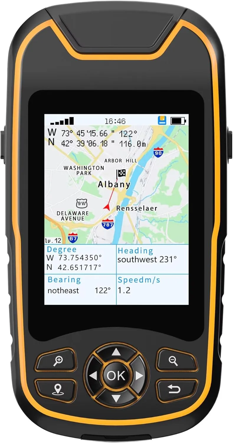 A8 Handheld GPS for Hiking, Rugged and Waterproof Handheld GPS Navigator, 3.2" Sunlight Readable Screen, Button-Operated Handheld with USA Base Map, Multi-GNSS Support, Extra Battery Life