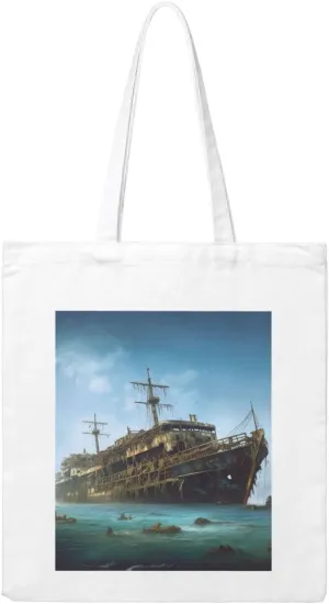 Abandoned Cruise Ship At Sea Large Canvas Tote Bag Cute Travel Shoulder Bag Reusable Washable Shopping Grocery Bags For Women Men