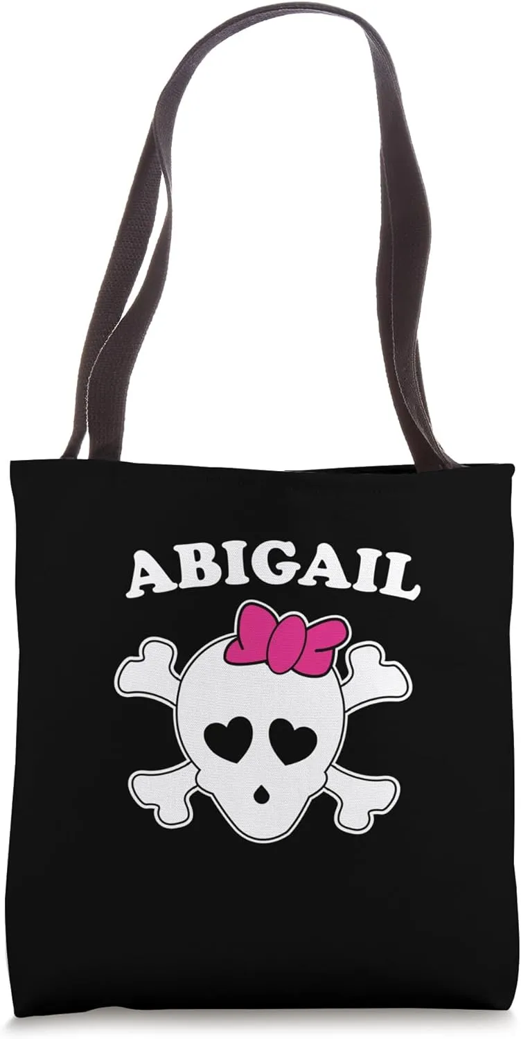 Abigail First Name Design: Pirate Flag and Hair Bow Tote Bag