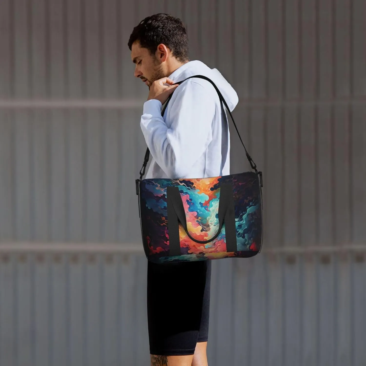 abstract deep ocean print Travel Duffel Bag, Sports Tote Gym Bag, Swim Pool Bag Large Shoulder Tote Bag for Beach Weekender, 202-406-121