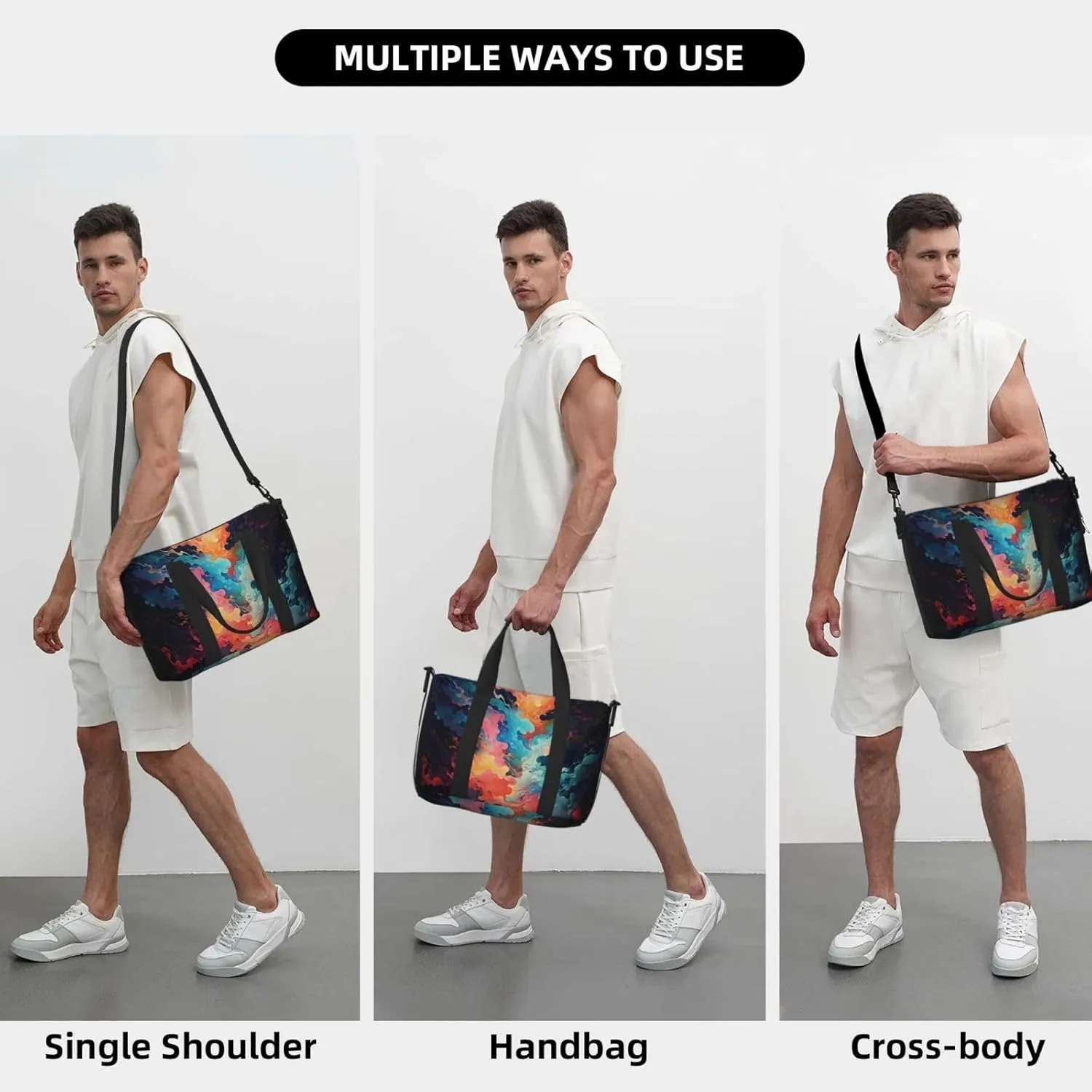 abstract deep ocean print Travel Duffel Bag, Sports Tote Gym Bag, Swim Pool Bag Large Shoulder Tote Bag for Beach Weekender, 202-406-121