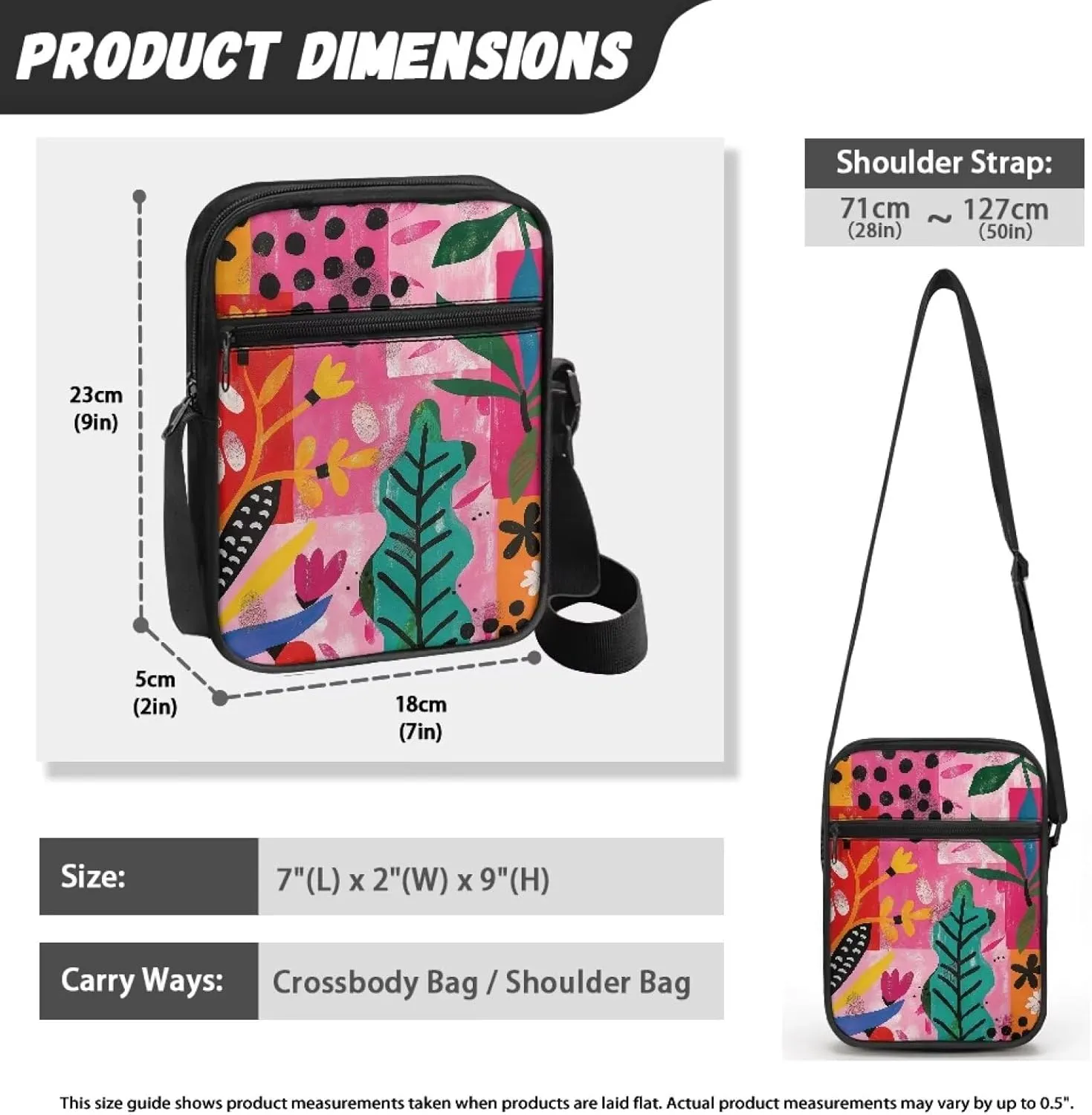 Abstract Geometry Practical Small Messenger Bag Trendy Crossbody Purse for Women Men Artists Painters for Traveling Shopping Daily Working Lightweight Canvas Satchel Coin Pouch