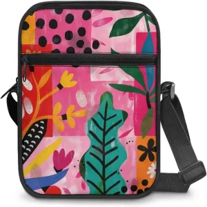 Abstract Geometry Practical Small Messenger Bag Trendy Crossbody Purse for Women Men Artists Painters for Traveling Shopping Daily Working Lightweight Canvas Satchel Coin Pouch