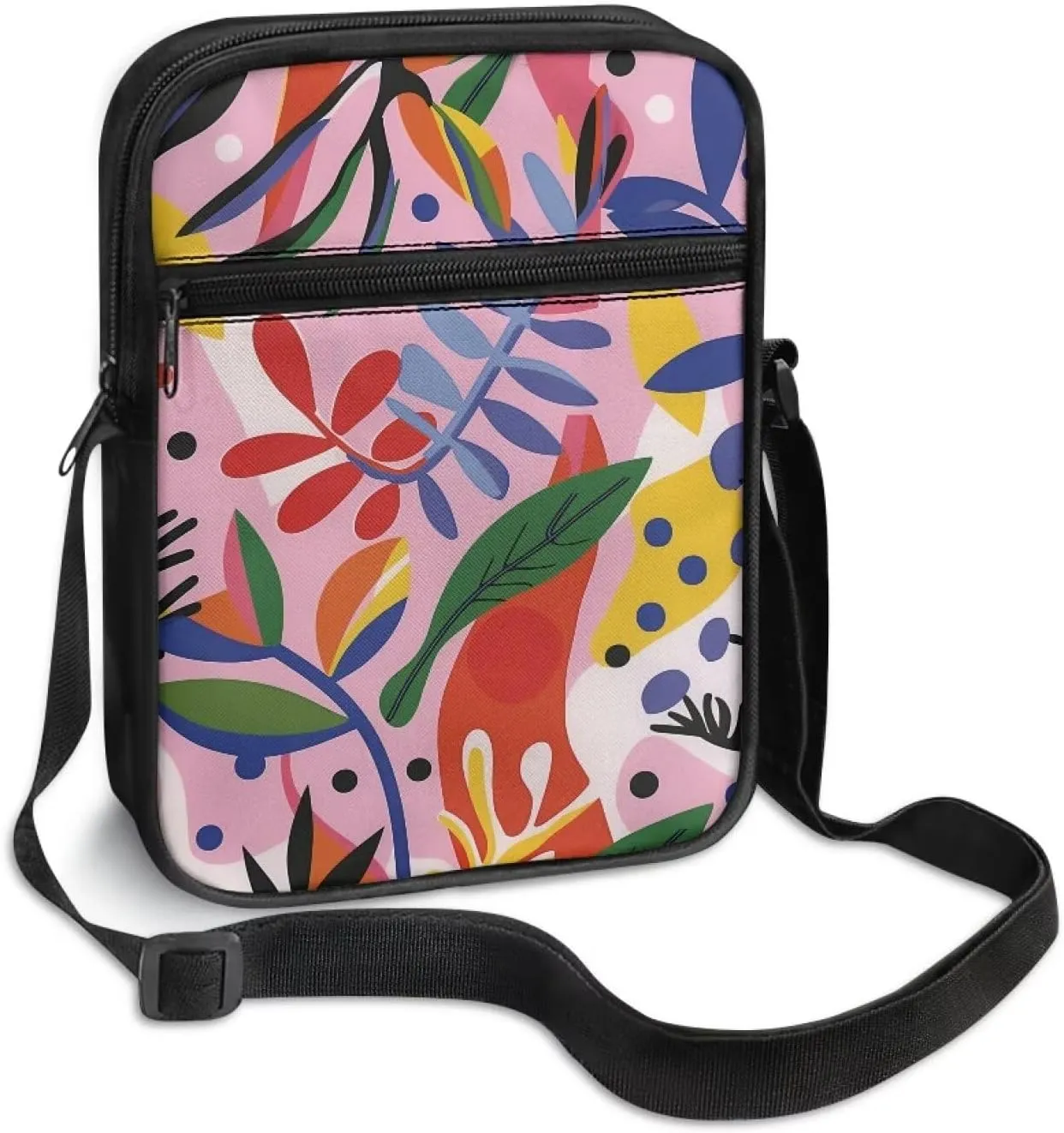Abstract Geometry Small Messenger Bag Lightweight Crossbody Purse for Women Men Artists Painters Trendy for Exhibitions Travel Daily Working College Student Coin Cellphone Canvas Satchel Pouch
