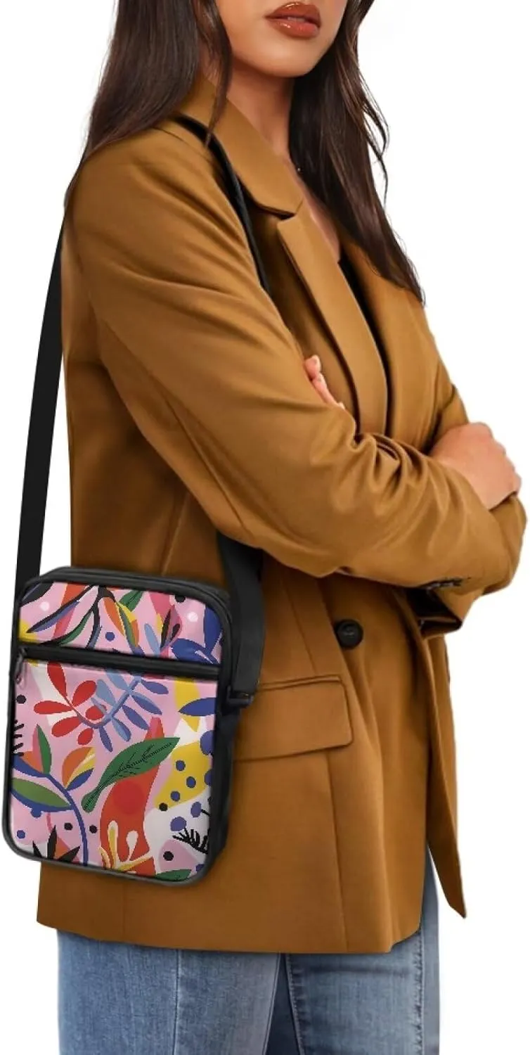 Abstract Geometry Small Messenger Bag Lightweight Crossbody Purse for Women Men Artists Painters Trendy for Exhibitions Travel Daily Working College Student Coin Cellphone Canvas Satchel Pouch