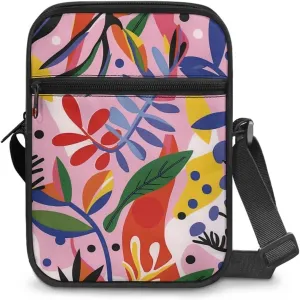 Abstract Geometry Small Messenger Bag Lightweight Crossbody Purse for Women Men Artists Painters Trendy for Exhibitions Travel Daily Working College Student Coin Cellphone Canvas Satchel Pouch