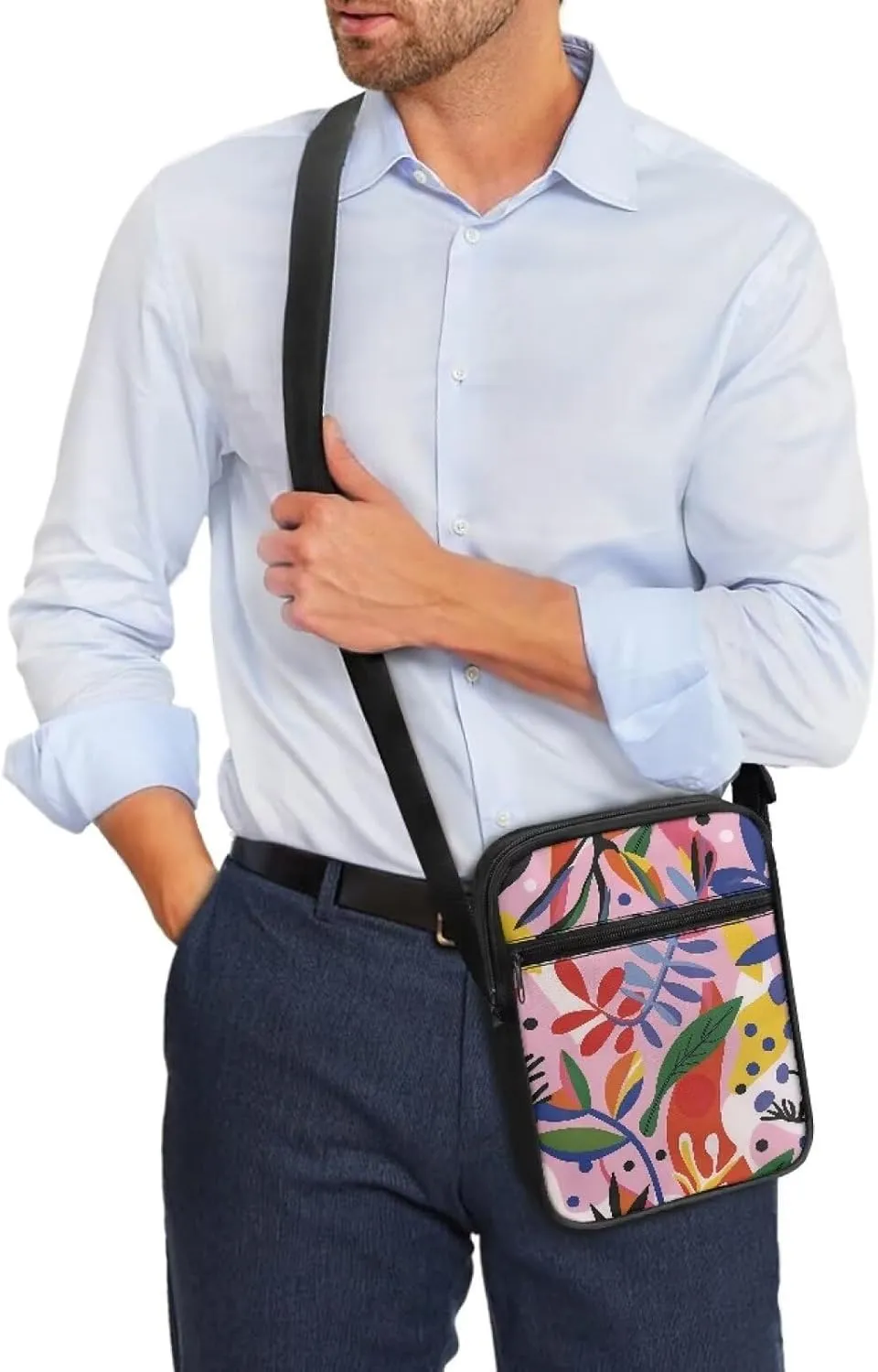 Abstract Geometry Small Messenger Bag Lightweight Crossbody Purse for Women Men Artists Painters Trendy for Exhibitions Travel Daily Working College Student Coin Cellphone Canvas Satchel Pouch