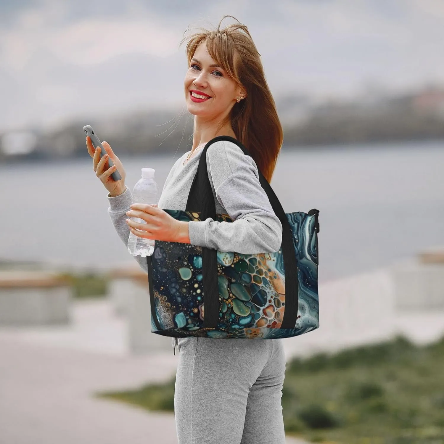 abstract pattern print Travel Duffel Bag, Sports Tote Gym Bag, Swim Pool Bag Large Shoulder Tote Bag for Beach Weekender, 202-406-121