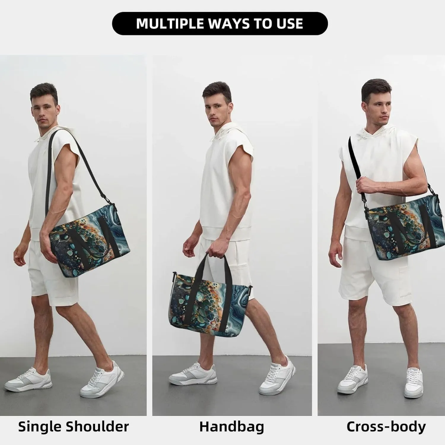 abstract pattern print Travel Duffel Bag, Sports Tote Gym Bag, Swim Pool Bag Large Shoulder Tote Bag for Beach Weekender, 202-406-121