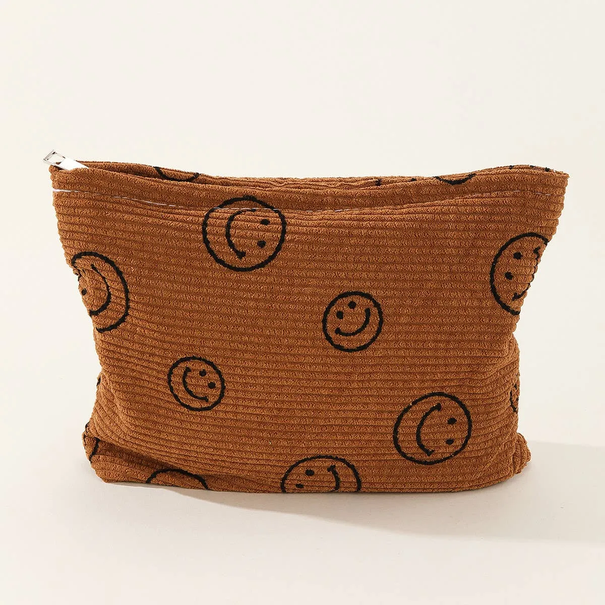 ACCITY - SIMPLE SMILEY FACE LARGE COSMETIC BAG_CWAB1036: Green / (OS) 1