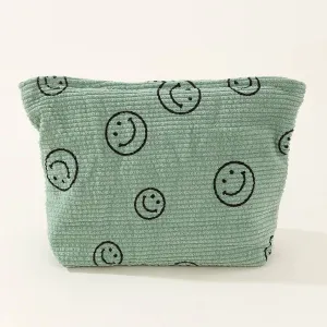 ACCITY - SIMPLE SMILEY FACE LARGE COSMETIC BAG_CWAB1036: Green / (OS) 1