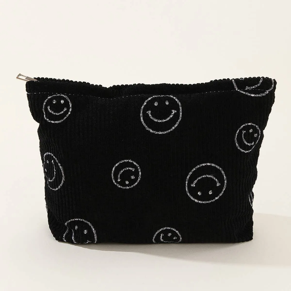 ACCITY - SIMPLE SMILEY FACE LARGE COSMETIC BAG_CWAB1036: Green / (OS) 1