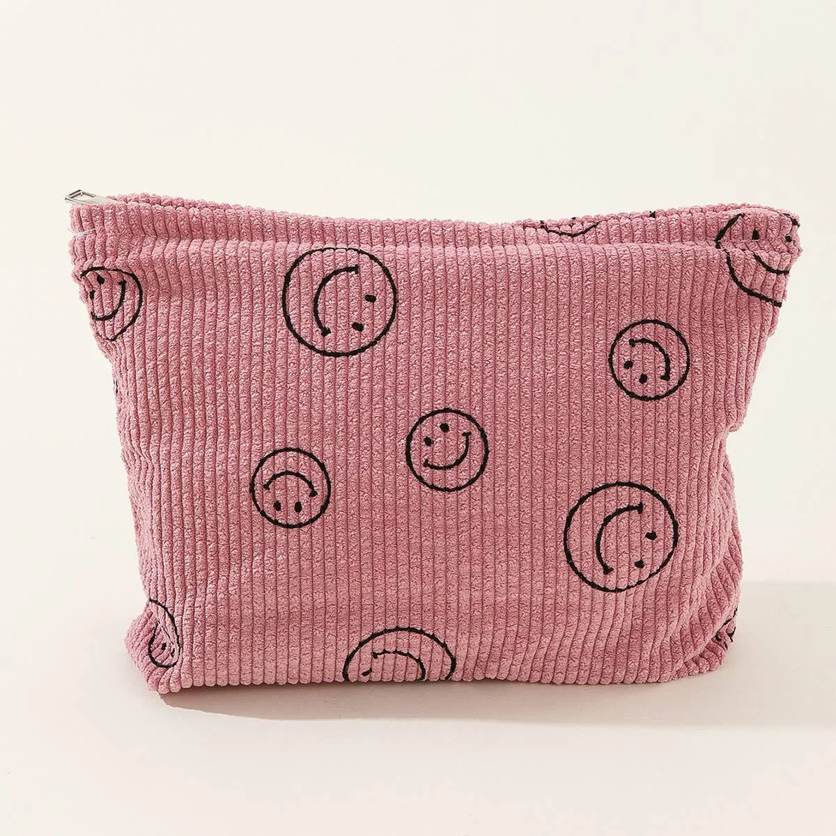 ACCITY - SIMPLE SMILEY FACE LARGE COSMETIC BAG_CWAB1036: Green / (OS) 1