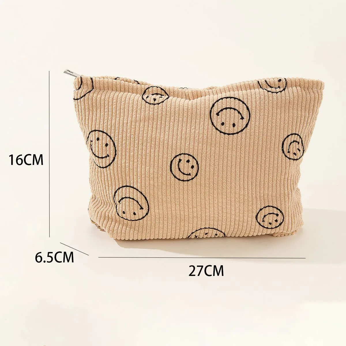ACCITY - SIMPLE SMILEY FACE LARGE COSMETIC BAG_CWAB1036: Green / (OS) 1
