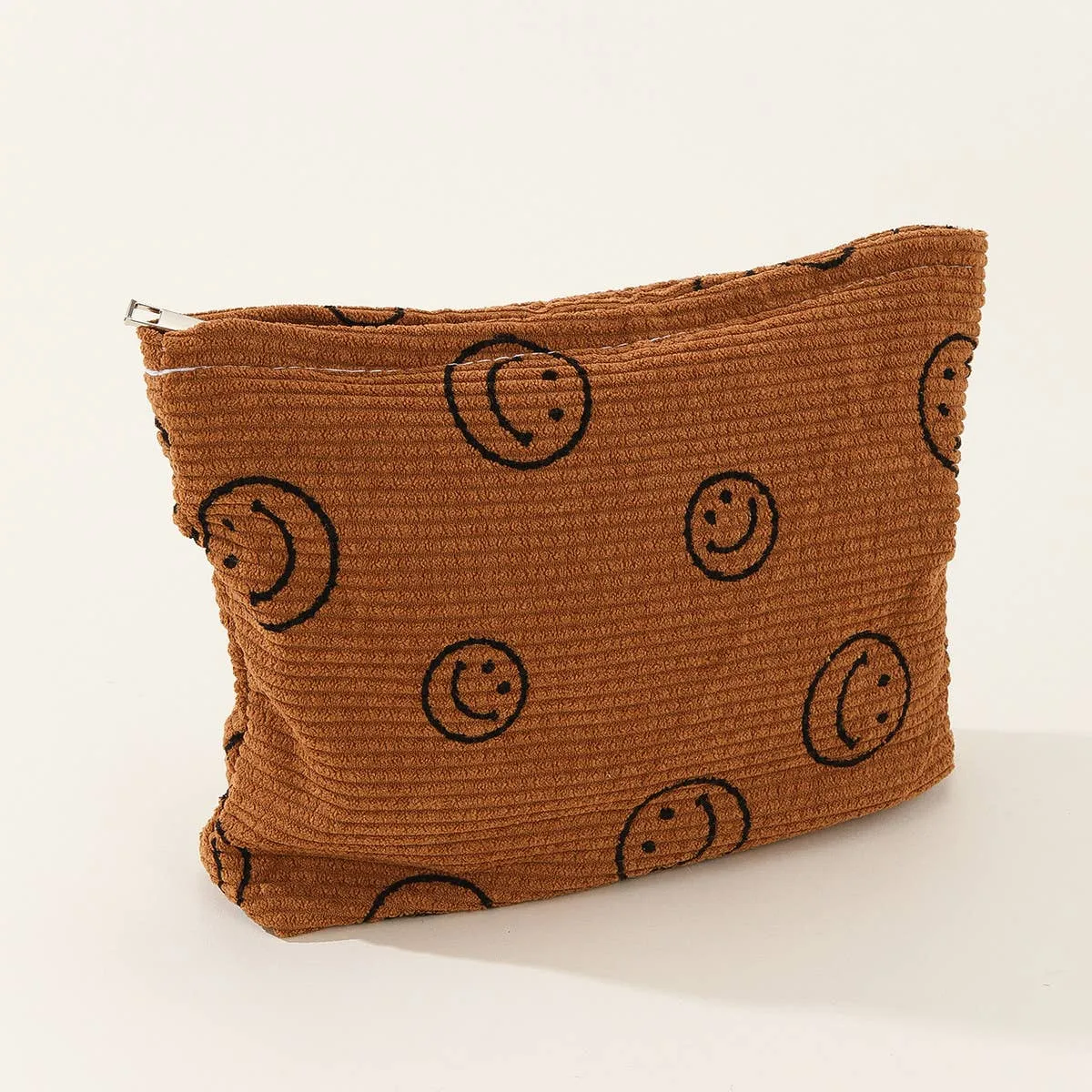 ACCITY - SIMPLE SMILEY FACE LARGE COSMETIC BAG_CWAB1036: Green / (OS) 1