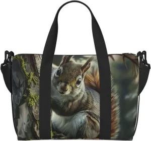adorable squirrel print Travel Duffel Bag, Sports Tote Gym Bag, Swim Pool Bag Large Shoulder Tote Bag for Beach Weekender