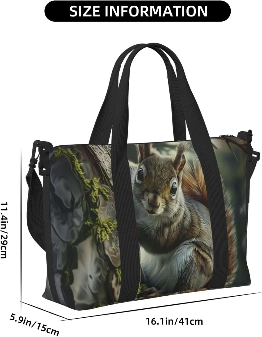 adorable squirrel print Travel Duffel Bag, Sports Tote Gym Bag, Swim Pool Bag Large Shoulder Tote Bag for Beach Weekender