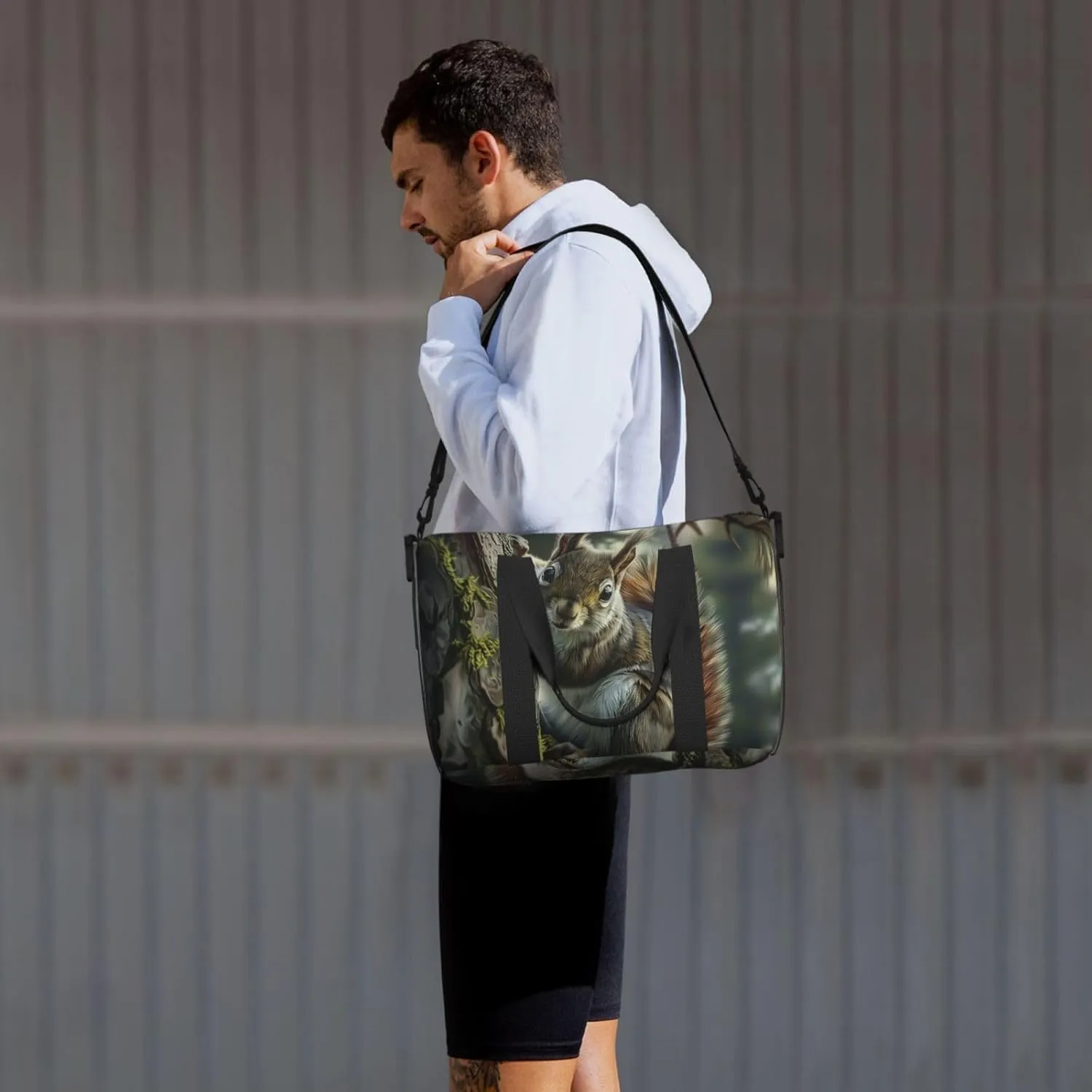 adorable squirrel print Travel Duffel Bag, Sports Tote Gym Bag, Swim Pool Bag Large Shoulder Tote Bag for Beach Weekender
