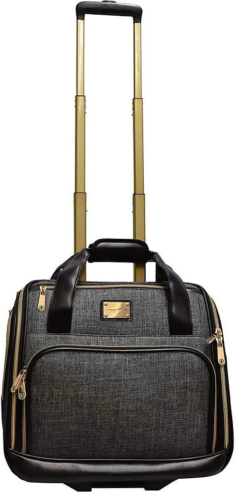 Adrienne Vittadini Two-Tone Nylon Wheeled Under seat Weekender With Workbook Sleeve