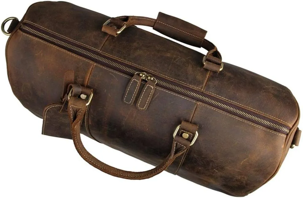 Adult Fashion Wheeled Luggage Travel Duffel Bag Rolling Suitcase Trolley Overnight Weekender Gym Tote Handbag Briefcase Sports Overnight Gym Luggage Weekend T(Brown,Crazy Horse Leather)
