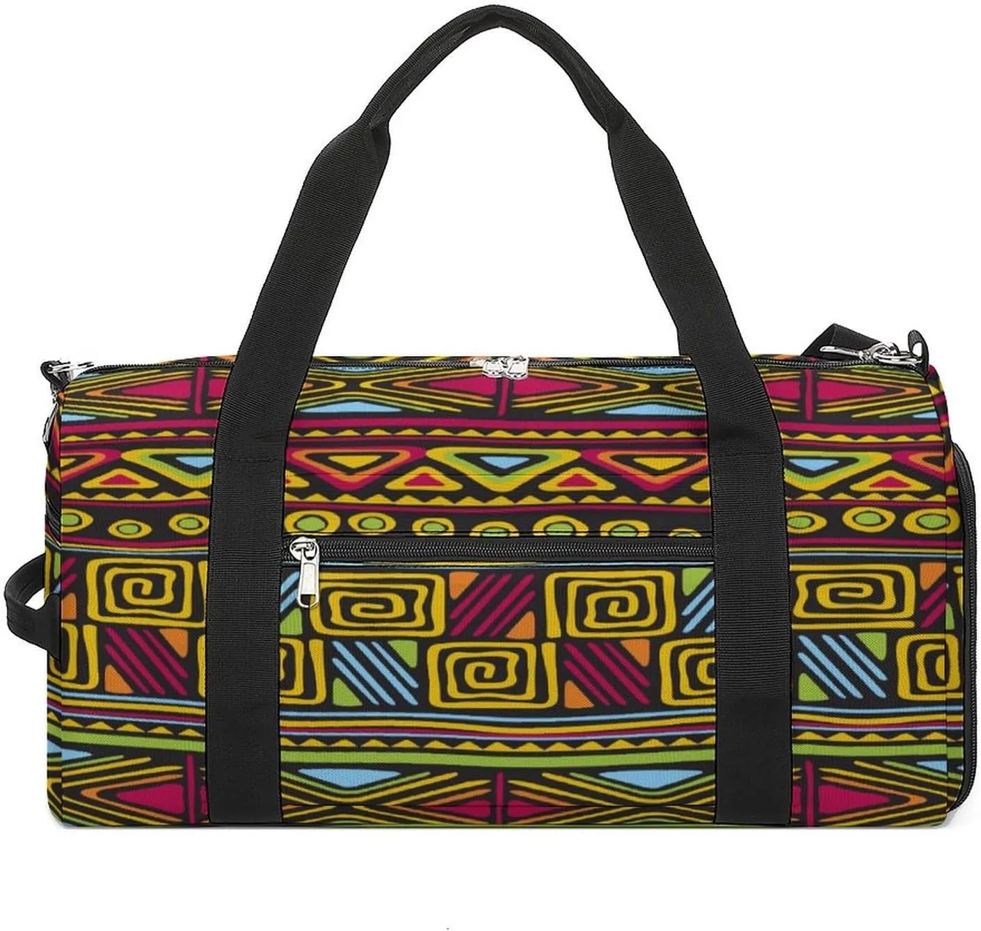 African Tribal Printing Travel Gym Bag Sport Workout Duffel Bags with Compartments And Side Pocket