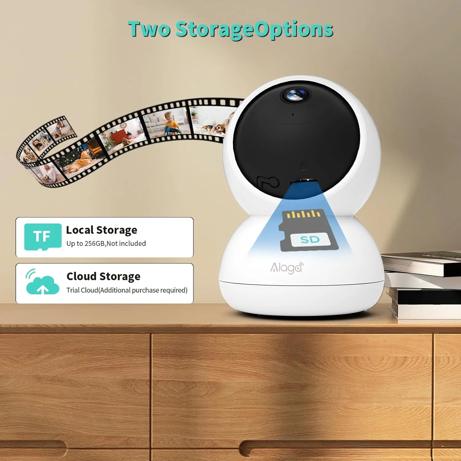 Alaga Indoor Security Camera,3K 5G and 2.4G WiFi, 360° Pan/Tilt, Human/Pet/Motion AI, Night Vision, Speaker, Indoor Camera with Phone App, Compatible with Alexa & Google Assistant，2-Pack White