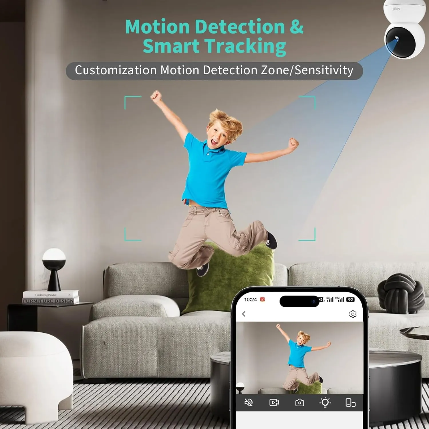 Alaga Indoor Security Camera,3K 5G and 2.4G WiFi, 360° Pan/Tilt, Human/Pet/Motion AI, Night Vision, Speaker, Indoor Camera with Phone App, Compatible with Alexa & Google Assistant，2-Pack White
