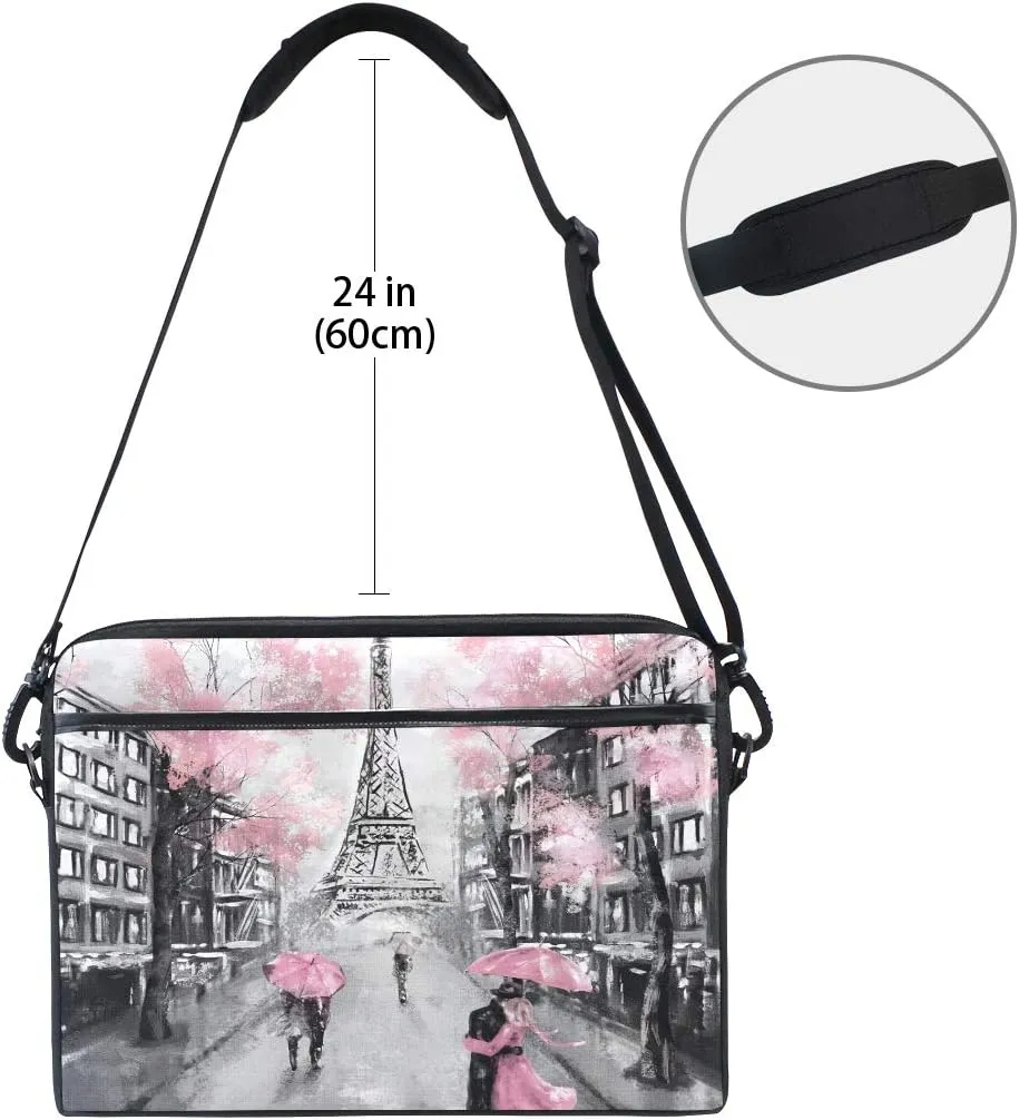 ALAZA Art Paris Eiffel Tower Laptop Case Bag Sleeve Portable/Crossbody Messenger Briefcase Convertible w/ Strap Pocket 15-15.4 inch, Back to School Gifts