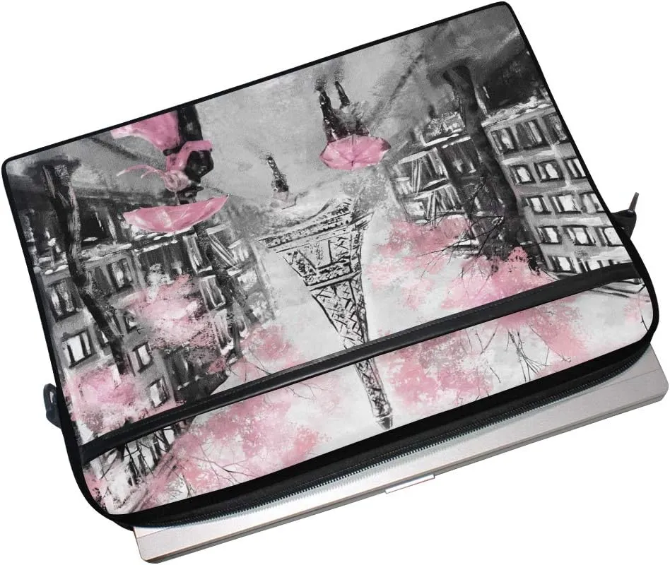 ALAZA Art Paris Eiffel Tower Laptop Case Bag Sleeve Portable/Crossbody Messenger Briefcase Convertible w/ Strap Pocket 15-15.4 inch, Back to School Gifts