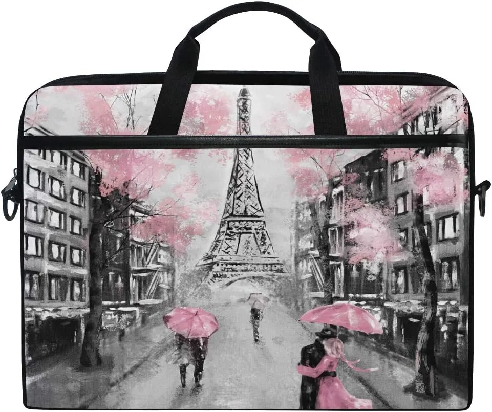ALAZA Art Paris Eiffel Tower Laptop Case Bag Sleeve Portable/Crossbody Messenger Briefcase Convertible w/ Strap Pocket 15-15.4 inch, Back to School Gifts