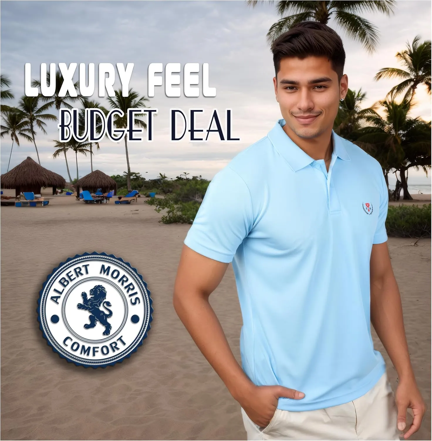 Albert Morris Mens Striped Short Sleeve Polo Shirts 4 Pack