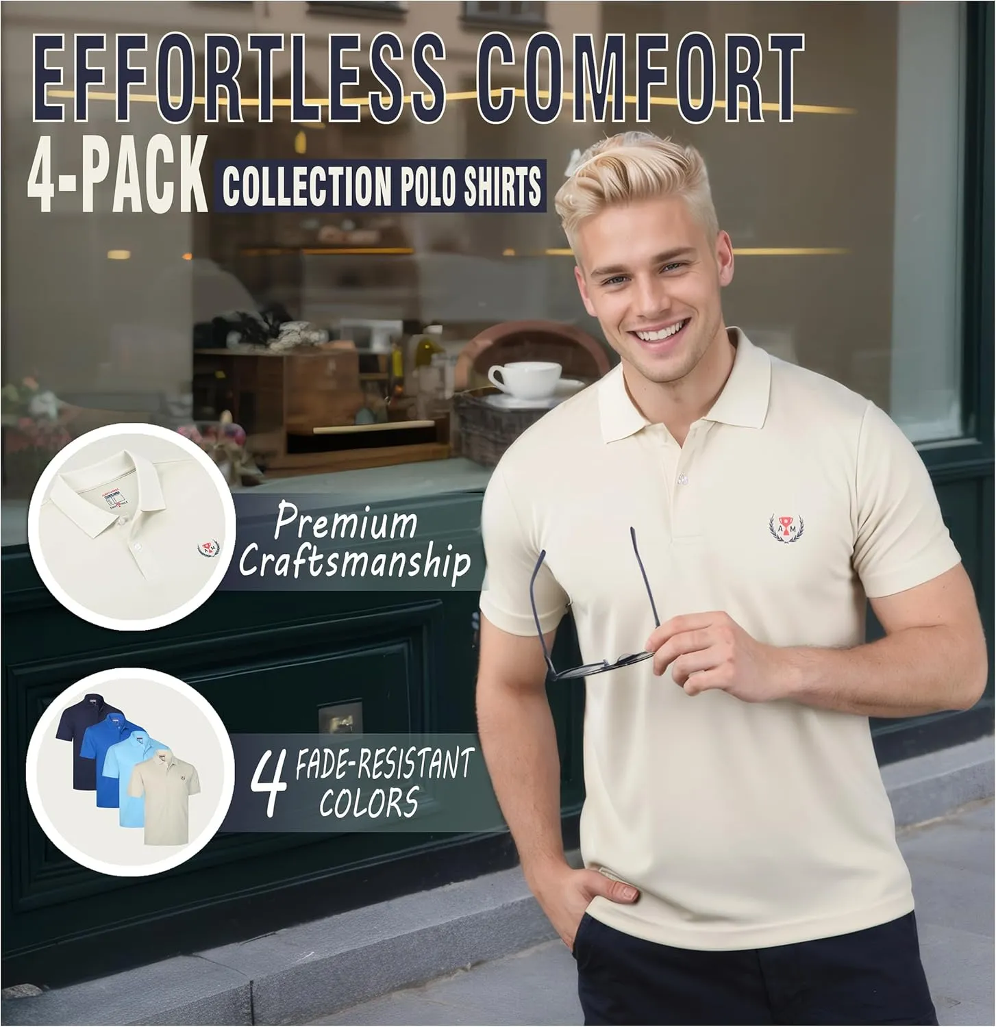 Albert Morris Mens Striped Short Sleeve Polo Shirts 4 Pack