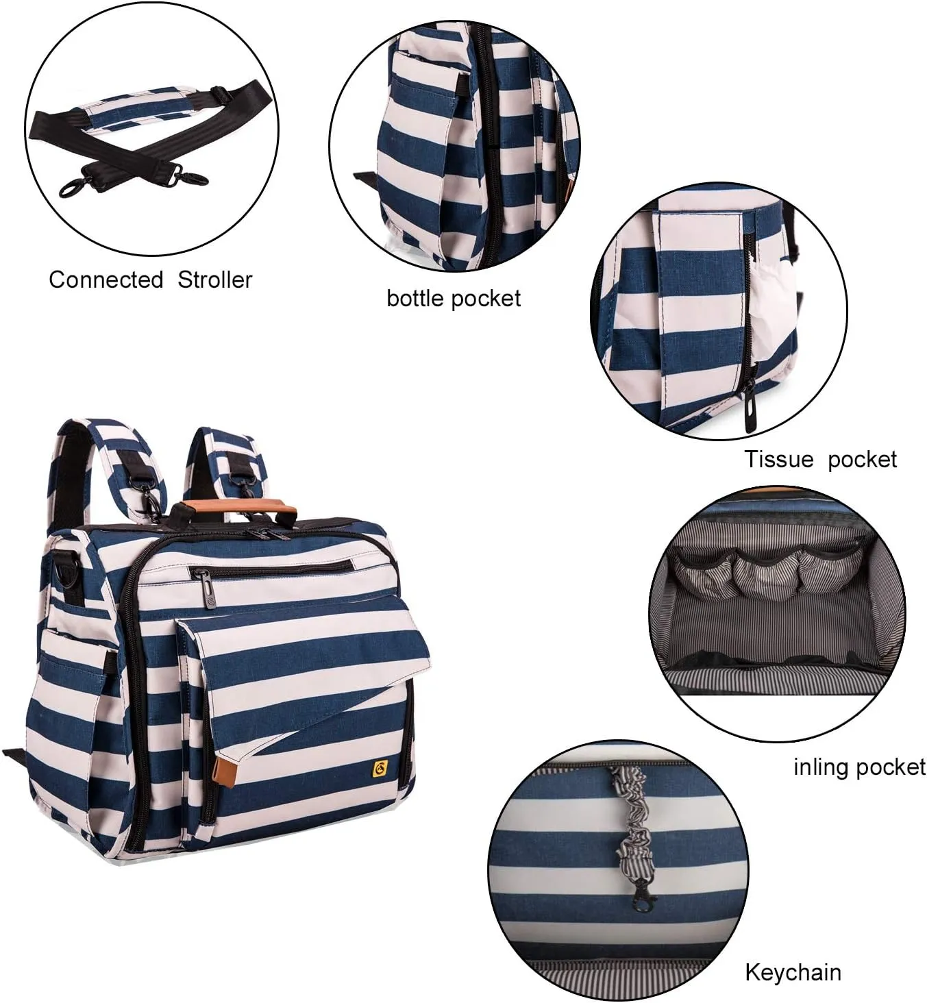 ALLCAMP Diaper Bag Large, Support Baby Stroller, Converted Into a Tote Bag