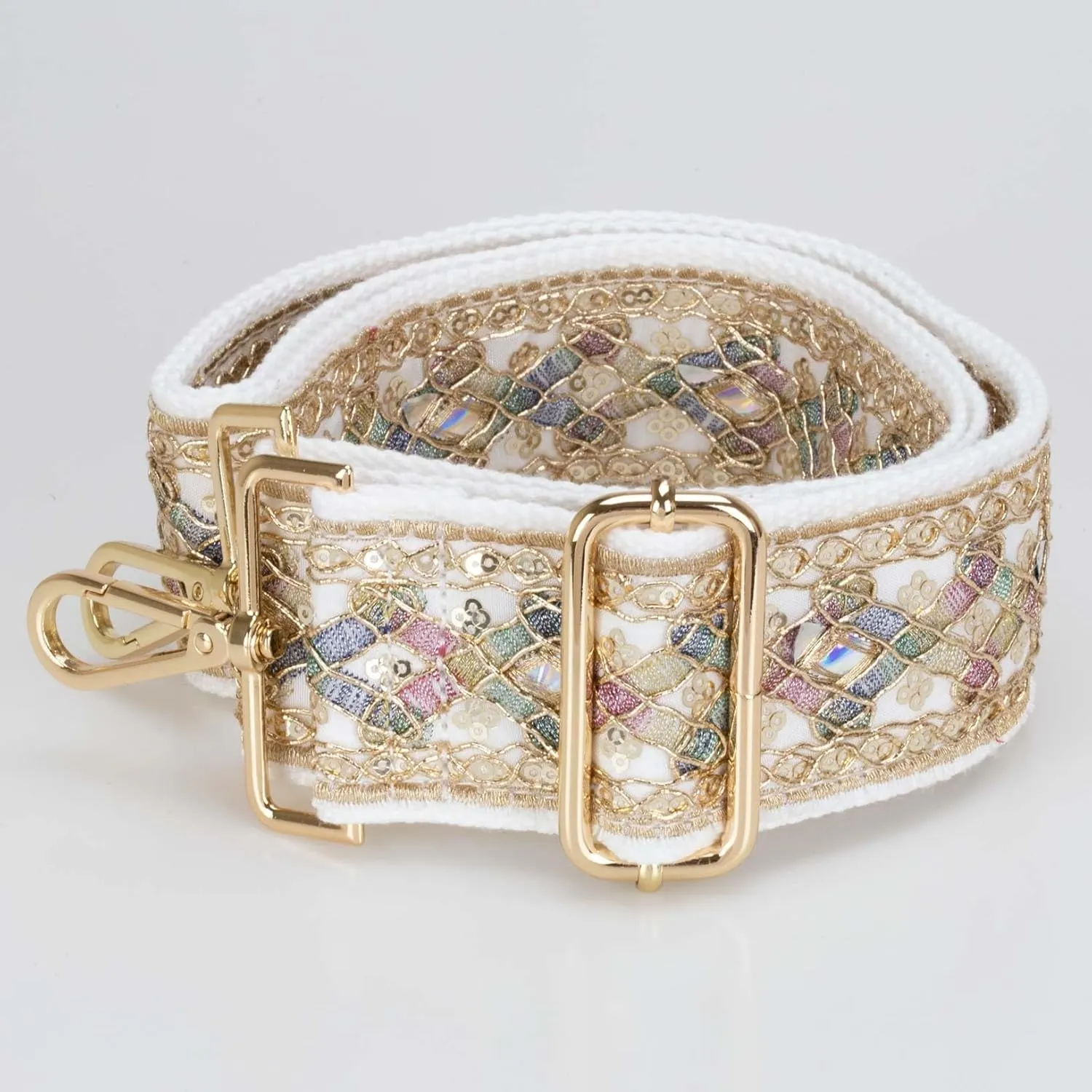 ALLZEDREAM Purse Strap Crossbody Replacement Handbag Shoulder Bag 2" Wide Adjustable Embroidered Lace Sequins