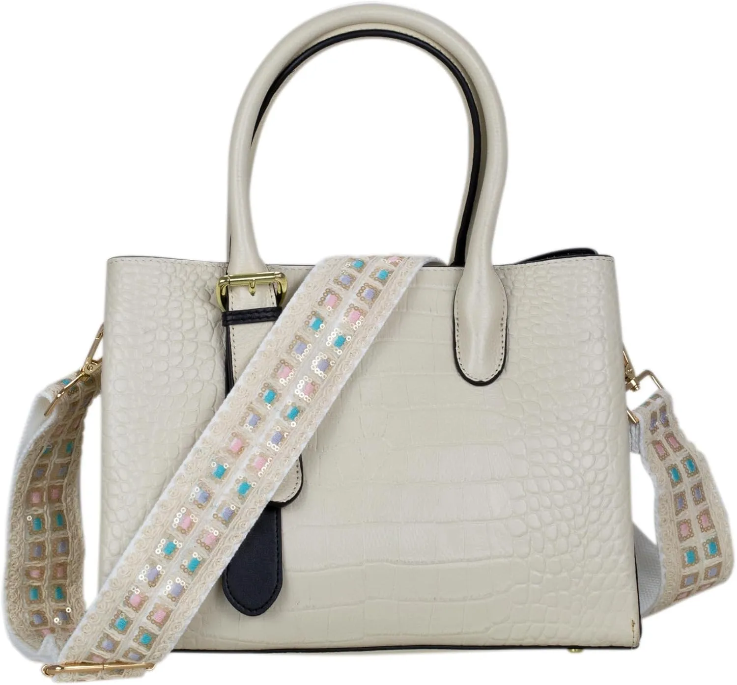 ALLZEDREAM Purse Strap Crossbody Replacement Handbag Shoulder Bag 2" Wide Adjustable Embroidered Lace Sequins