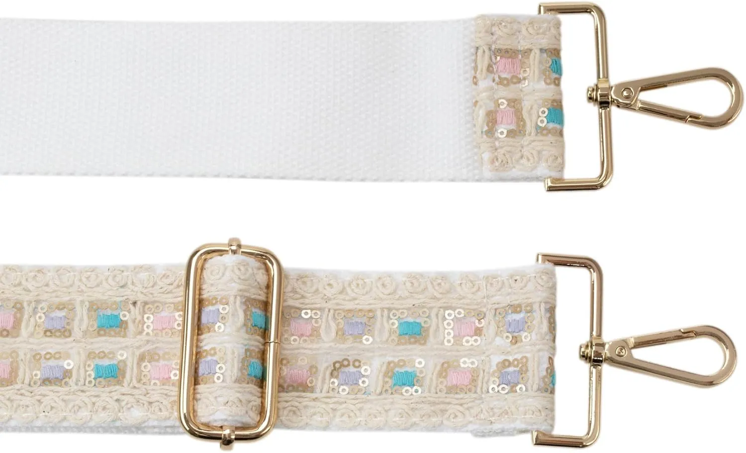 ALLZEDREAM Purse Strap Crossbody Replacement Handbag Shoulder Bag 2" Wide Adjustable Embroidered Lace Sequins