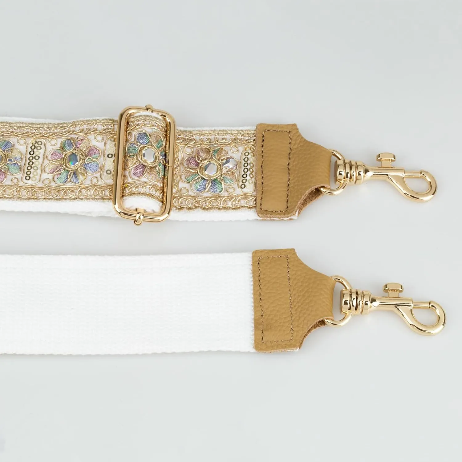 ALLZEDREAM Purse Strap Crossbody Replacement Handbag Shoulder Bag 2" Wide Adjustable Lace Sequins Genuine Leather Ends
