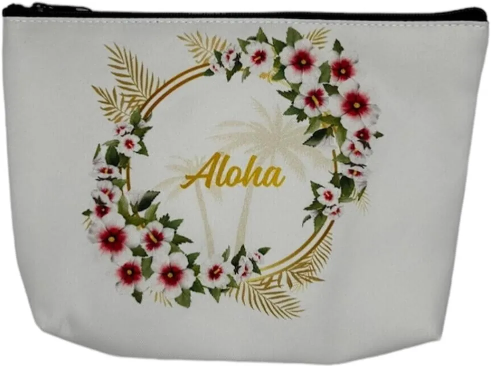 Aloha Designs ALOHA Cosmetic Bag for Women Roomy Makeup Bag Travel Splash-proof Toiletry Bag Accessories Organizer and Womans Pouch. Aloha Water-resistant Beach Bag Pouch. Plus Aloha Decal Sticker
