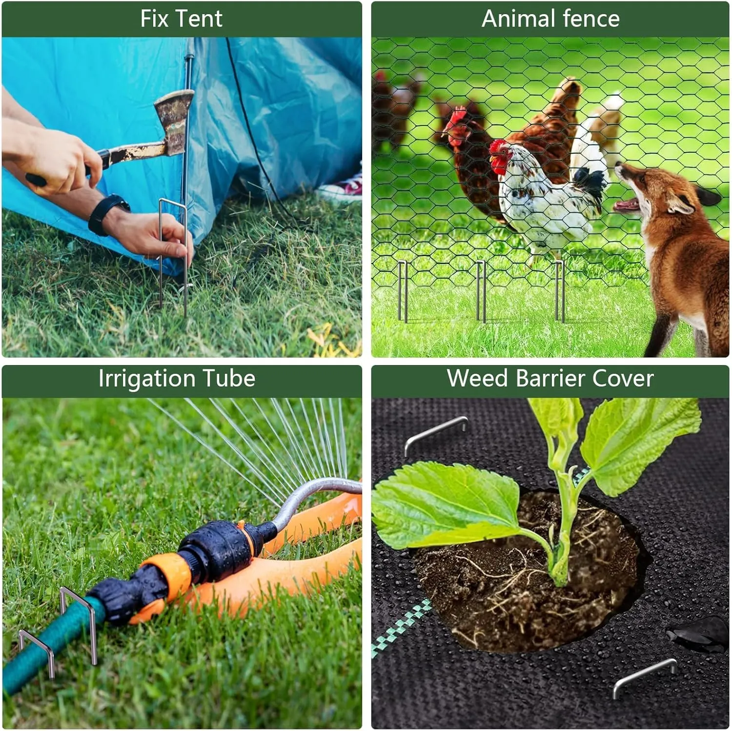 AMAGABELI GARDEN & HOME 200 Pack Galvanized Landscape Staples 6 Inch 11 Gauge Garden Staples Garden Stakes Plant Cover Stakes U-Shaped Landscape Stakes Landscape Pins for Weed Barrier Fabric